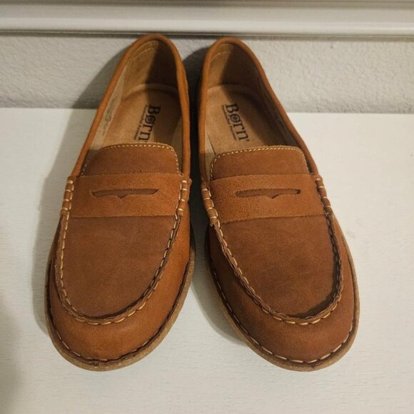 NEW Women's Born Nerina Nubuck Leather Penny Loafer, Maple Leaf, Size 10M - Picture 1 of 6